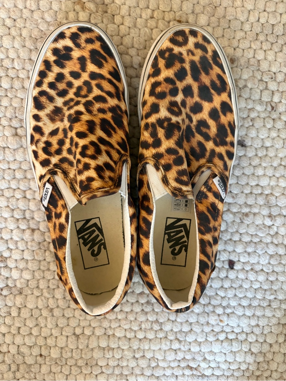 Vans Leopard Print Slip-On Shoes in Brown and Black